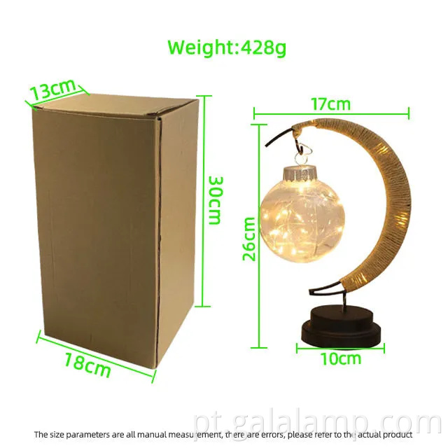 Lâmpada de lua 3D encantada com luzes estrela azul cintilantes